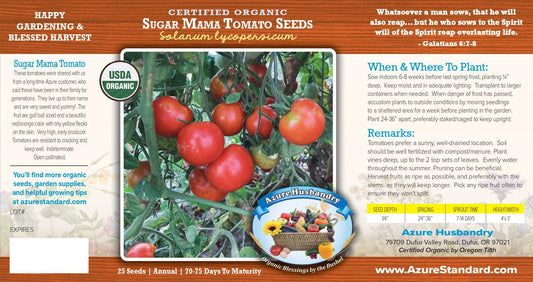 Sugar Mama Tomato Seed, Organic