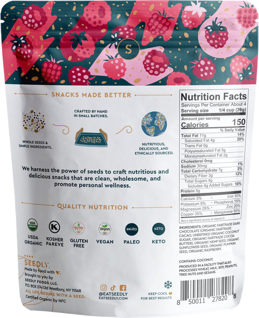 Dark Chocolate Seed Bark, Raspberry Bliss, Organic