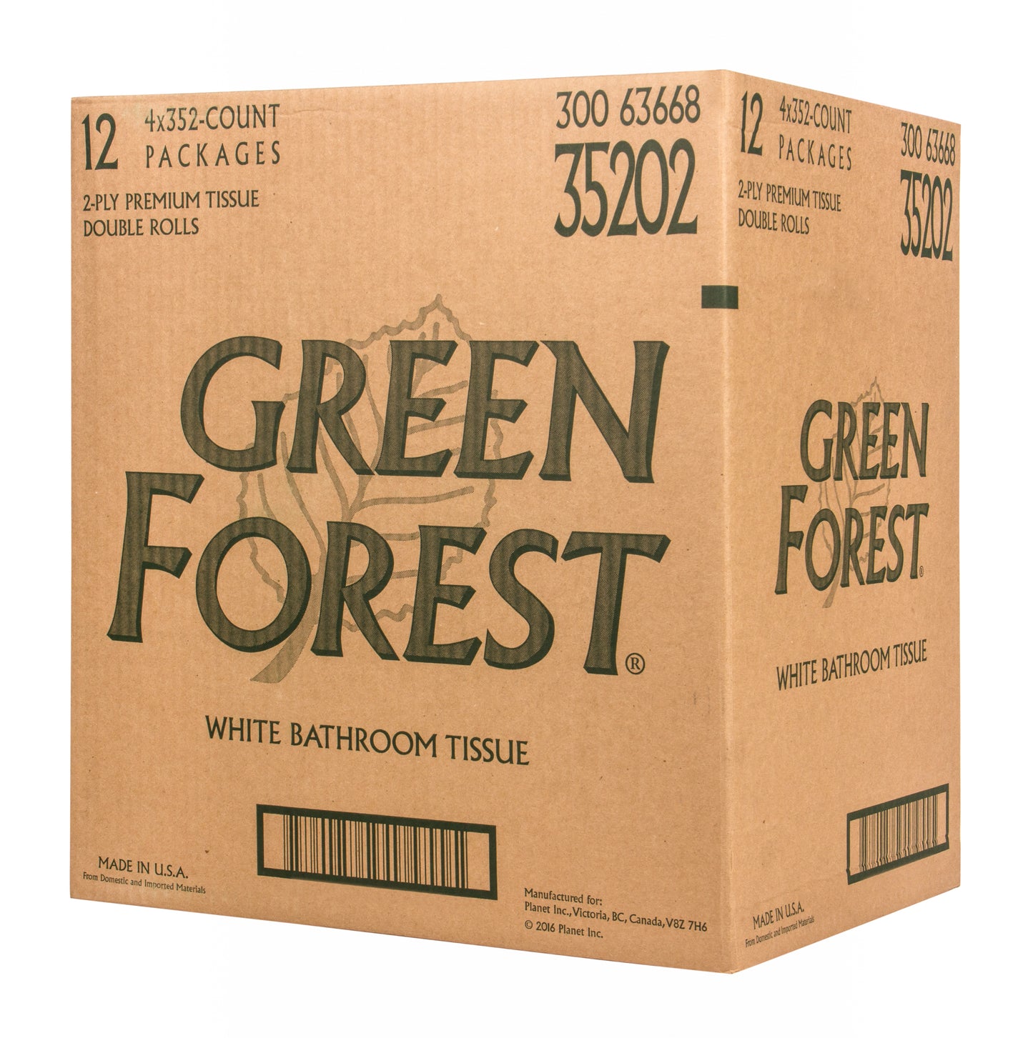 Bathroom Tissue, 352 ct 2 ply, (4 Roll/Pack) Recycled