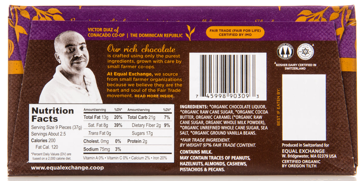 *Dark Chocolate Bar, Caramel Crunch with Sea Salt 55%, Organic