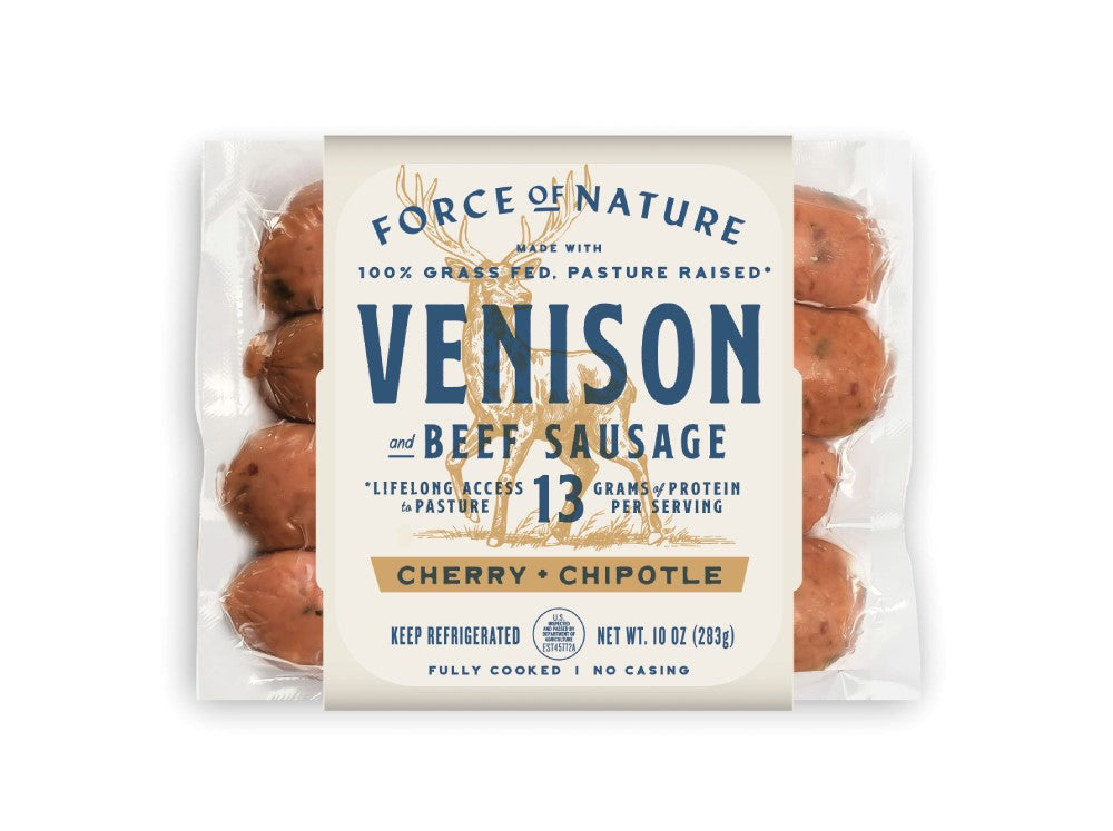 Venison Sausage Links, Chipotle, Cherry, Grass-Fed, Frozen