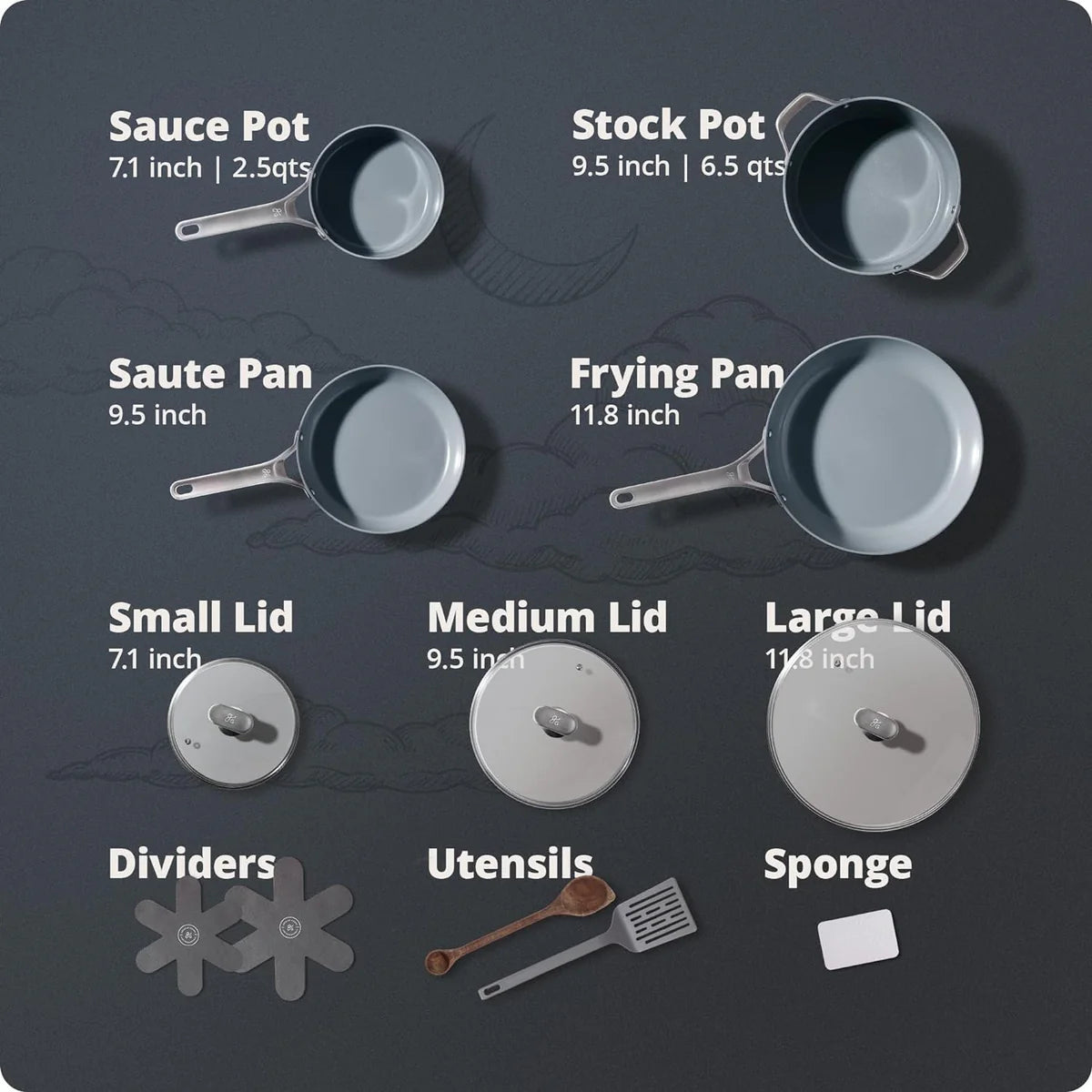 Cookware Set, 10 Piece, Midnight Gray