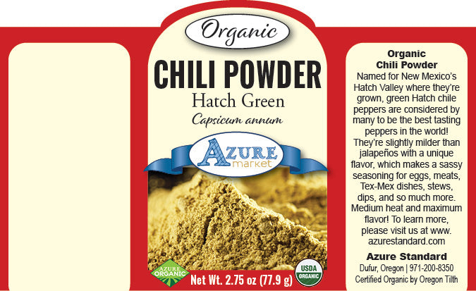 Chili Powder, Hatch Green, Organic