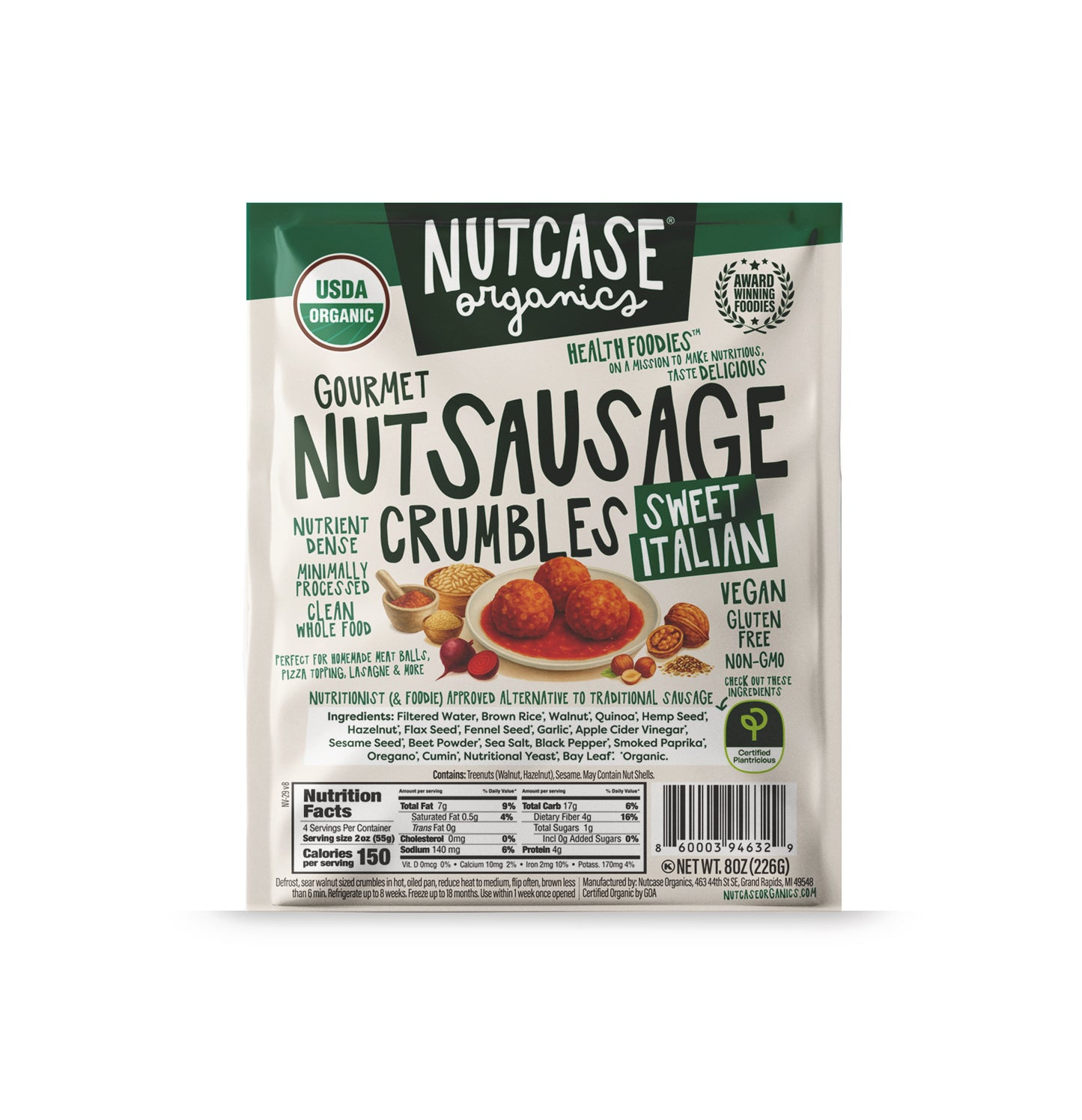 Crumbles, Sweet Italian, Frozen, Organic