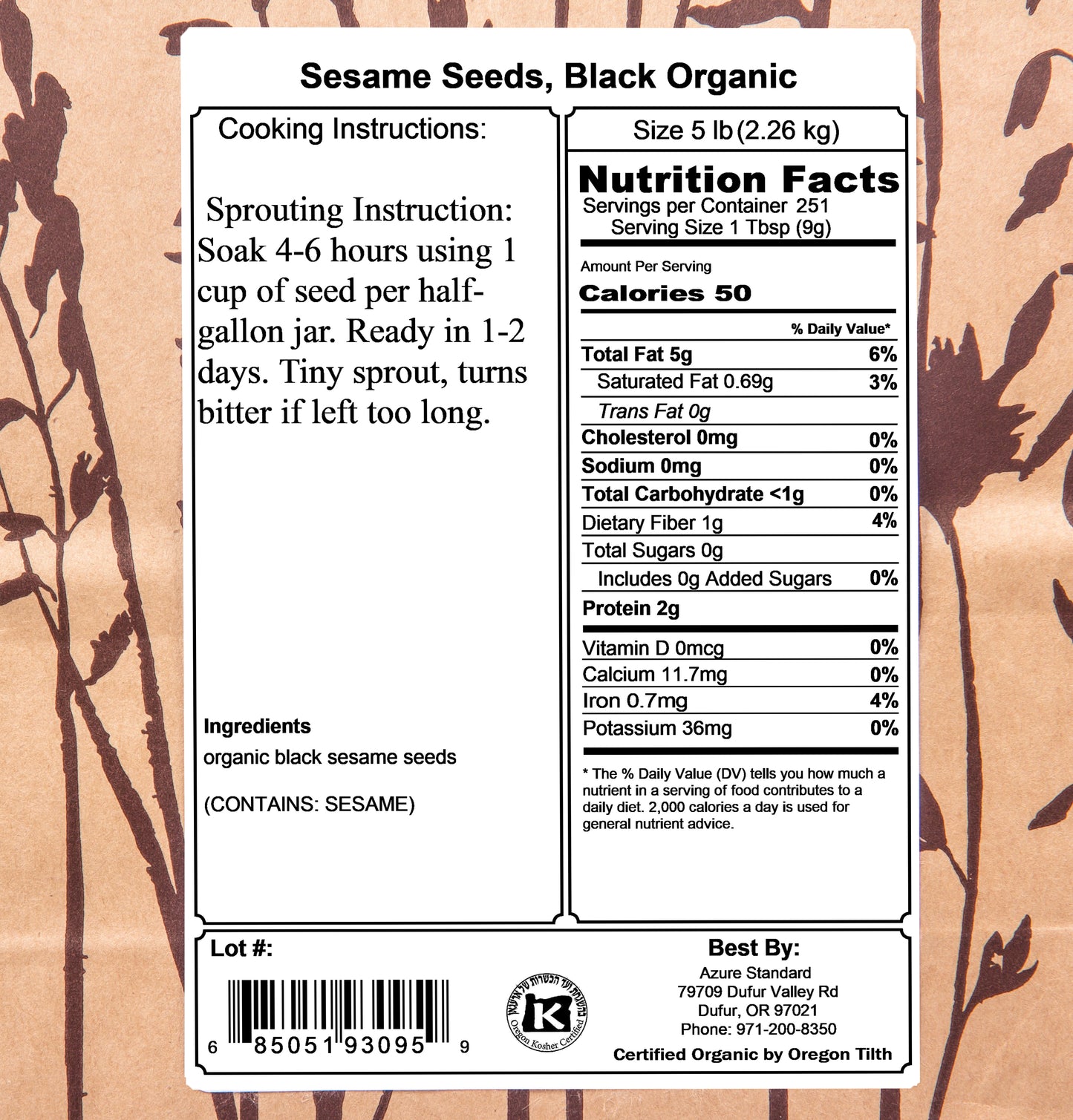 Sesame Seeds, Black, Organic