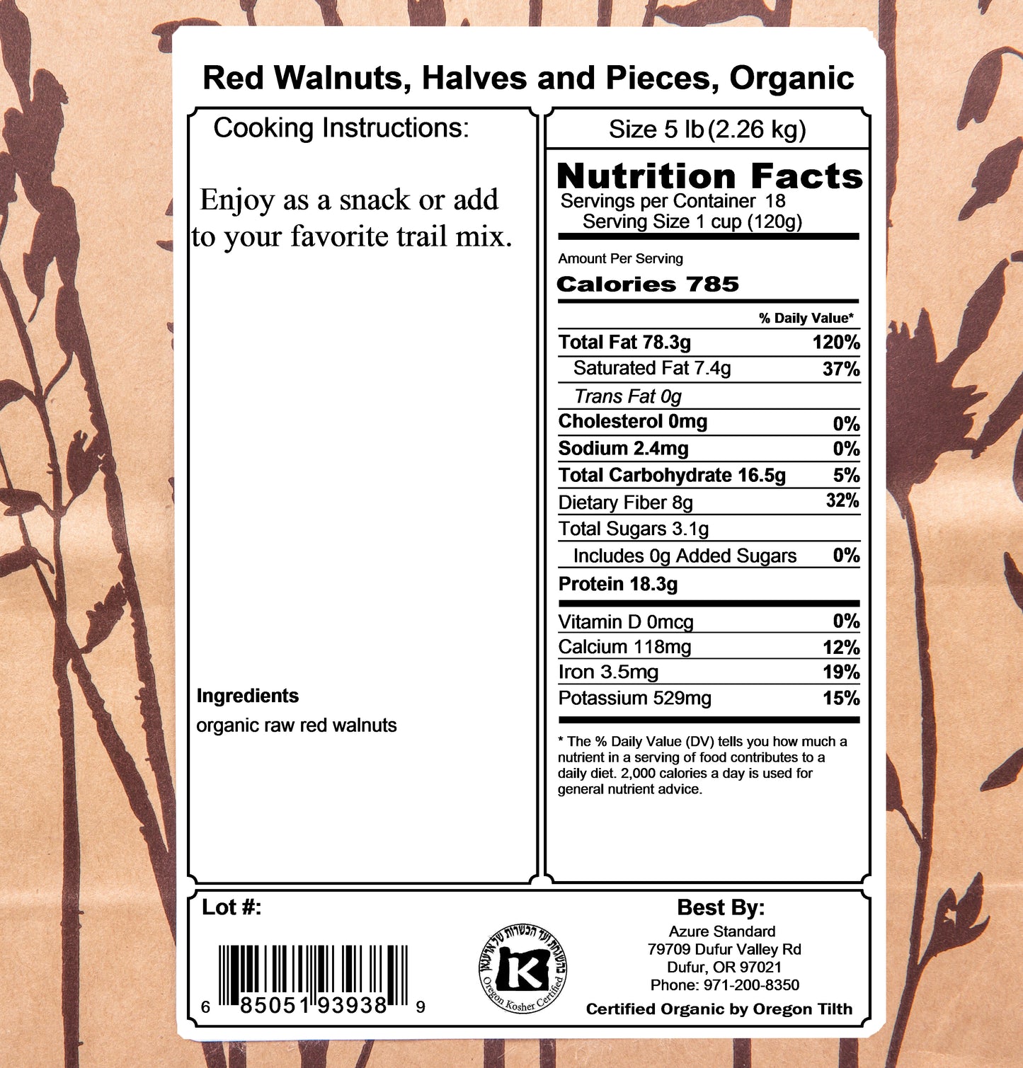 Red Walnuts, Halves and Pieces, Organic