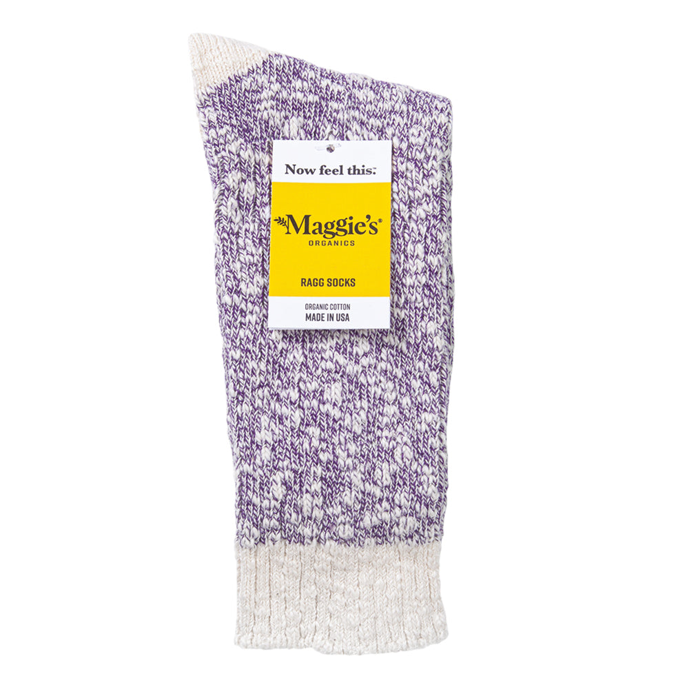 Cotton Ragg Socks, Purple Heathered, Medium, Organic