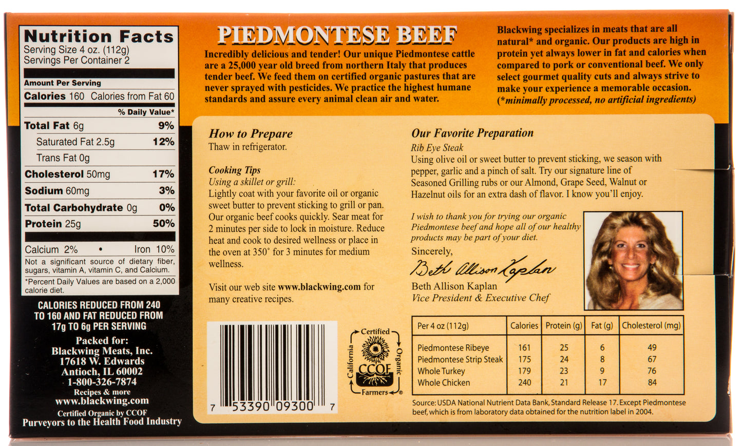 Rib Eye, Piedmontese Beef, Frozen, Organic