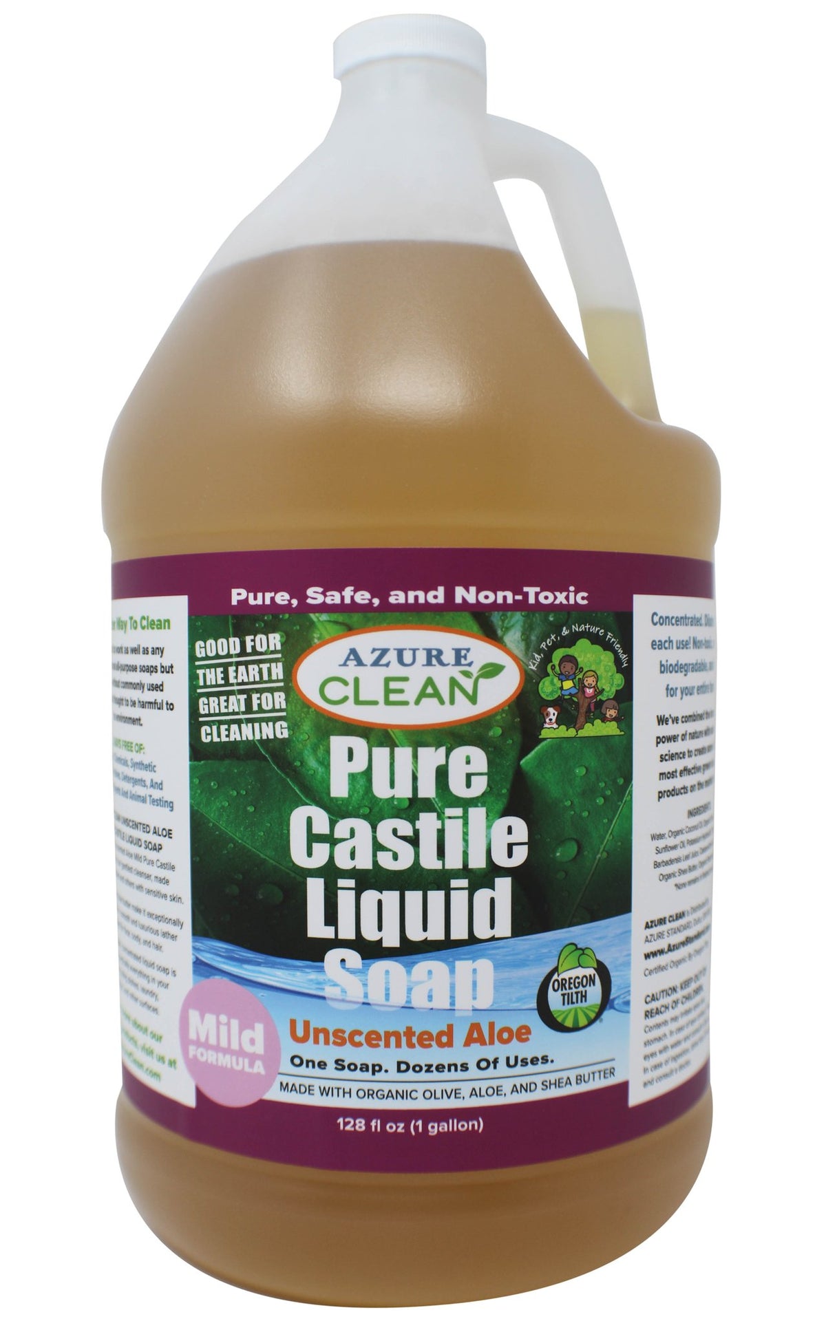 Castile Liquid Soap, Pure, Unscented Aloe Mild, Organic