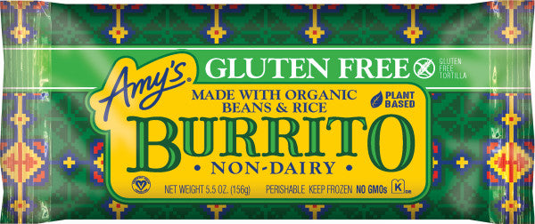 Bean & Rice Burrito, Gluten Free, Dairy Free, Frozen