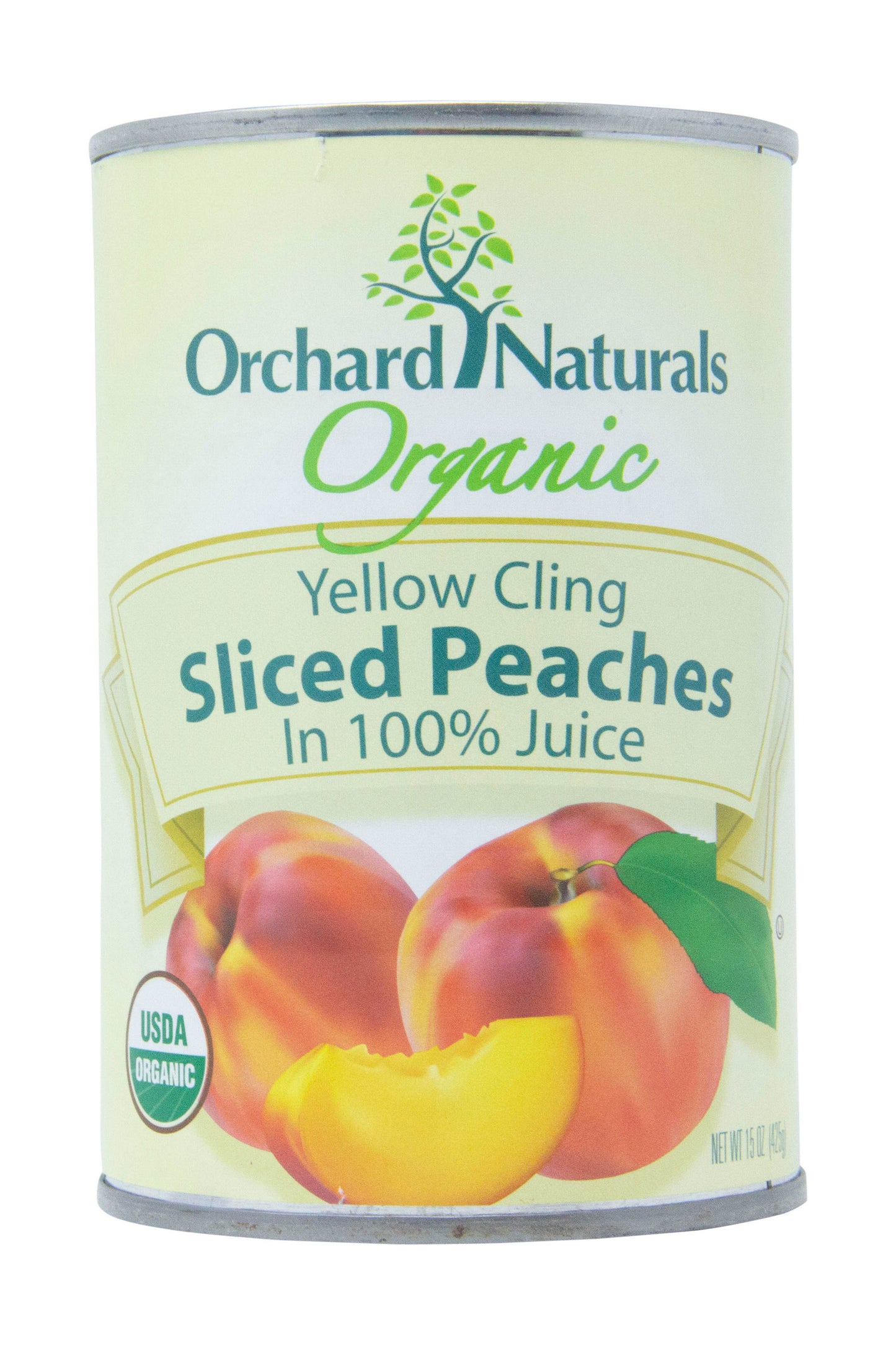 Peaches, Sliced, Yellow Cling, In 100% Juice, Organic