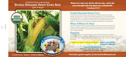 Double Standard Sweet Corn Seed, Organic