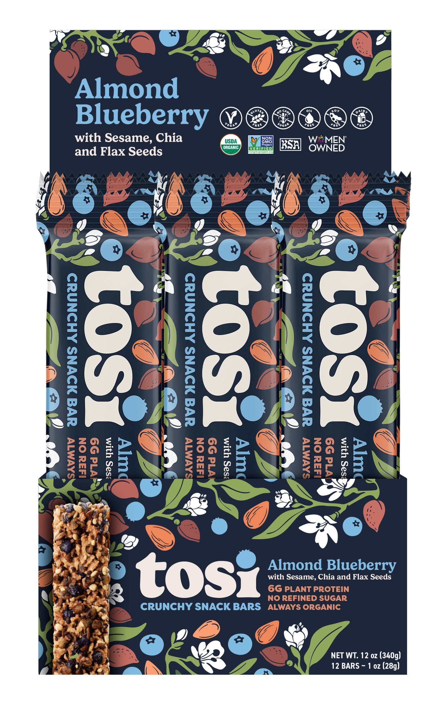 Crunchy Snack Bar, Almond Blueberry, Organic