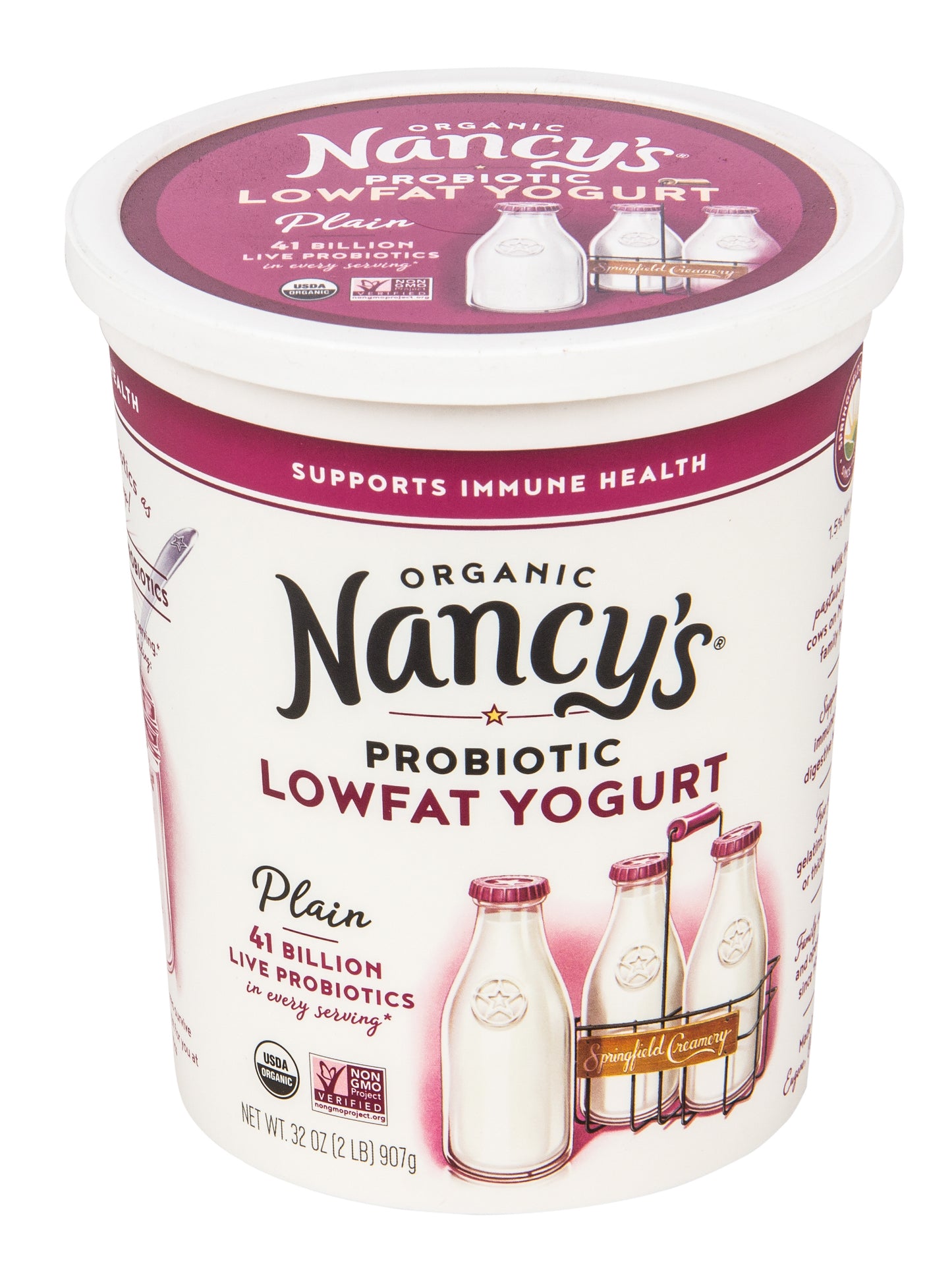 Yogurt, Low Fat, Plain, Organic